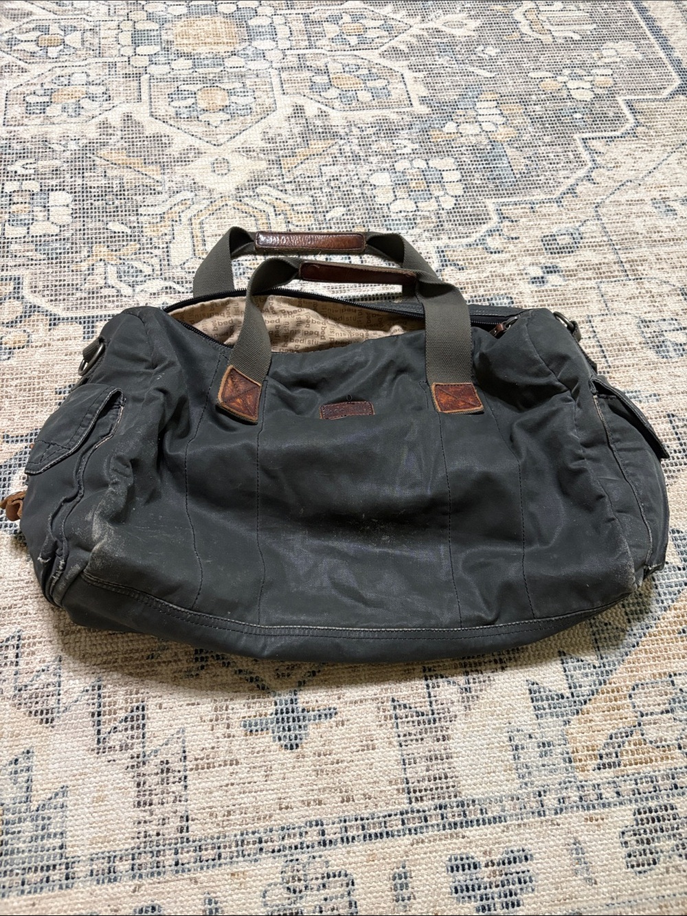 Bed Stu Vick canvas and leather distressed duffle.